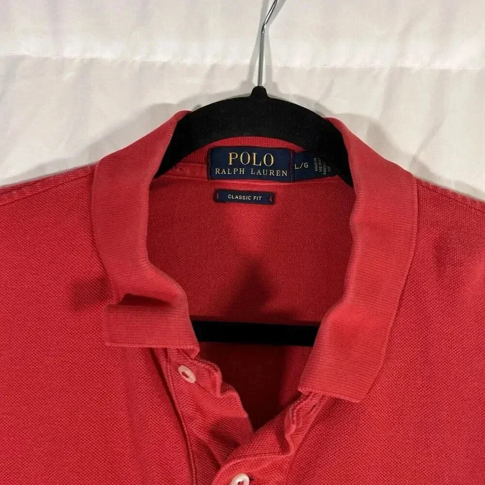 Polo Ralph Lauren Shirt Men's Large Red Short Sleeve Classic Fit 100% Cotton